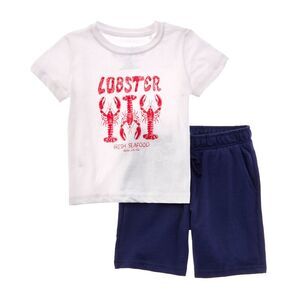 Freestyle Boys  2Pc Lobster T-Shirt & Short Set, White